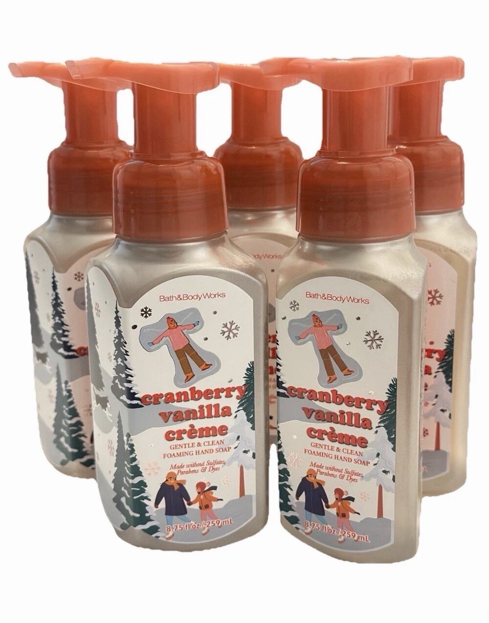 Set Of 5 - Bath & Body Works Cranberry Vanilla Creme Foaming Hand Soap 8.75 floz